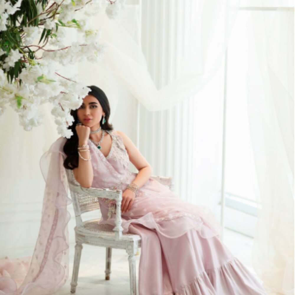 *SOLD* Farah Talib Aziz “Magnolia Rose” Saree Dress • Size XS • Pre-Loved - Picture 3 of 7